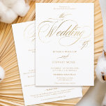 Chic Gold elegant alles in einer kalligraphischen  Einladung<br><div class="desc">Chic und elegante Imitate Goldfolie in einer kalligraphischen Hochzeitseinladung mit uAwg,  Unterkünften,  Details und mehr Infos. Mit einem schönen Pinselkalligraphieskript.</div>