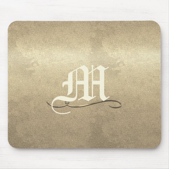Chic Gold Elegant Monogram hinzufügen Mousepad (Vorne)