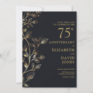 Chic Gold Floral 75. Hochzeitstag Save The Date