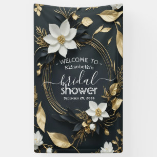 Chic Gold Floral Wreath Brautparty Begrüßungszeich Banner