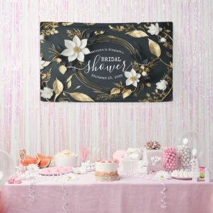 Chic Gold Floral Wreath Brautparty Begrüßungszeich Banner
