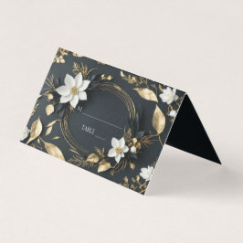 Chic Gold Floral Wreath Wedding Place Tischnummer