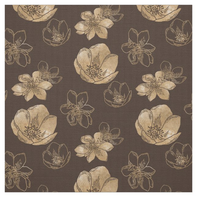 Chic Gold Foil Blumenmuster Stoff (Muster)