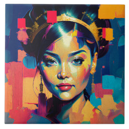 Chic Gold Foil farbenfrohe Frauen Impasto Ölgemäld Fliese