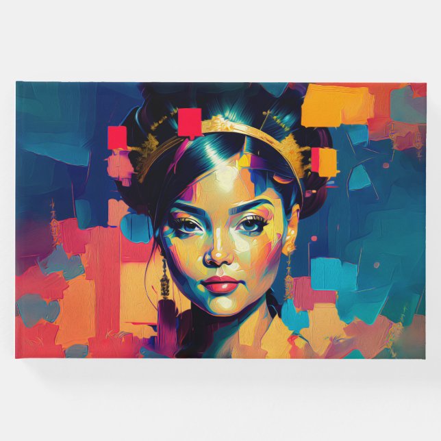 Chic Gold Foil farbenfrohe Frauen Impasto Ölgemäld Gästebuch (Vorderseite)