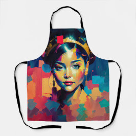 Chic Gold Foil farbenfrohe Frauen Impasto Ölgemäld Schürze