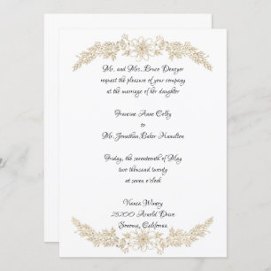 Chic Gold Foil Floral Hochzeit Einladung