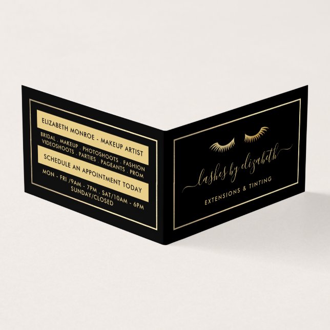 Chic Gold Foil Lashes Visitenkarten (Vorderseite)