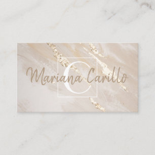 Chic Gold Foil Marmor Monogram Business Card Visitenkarte