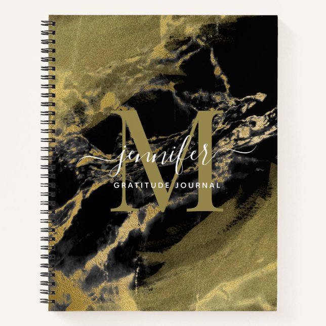 Chic Gold Foil Marmor Monogram Notebook Notizbuch (Vorderseite)