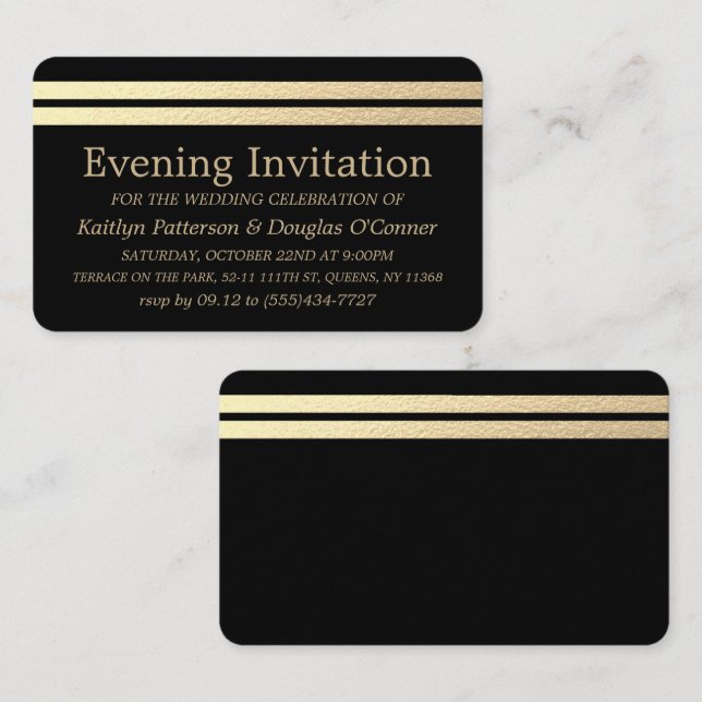 Chic Gold Foil Streifen Abend Event Ticket Einladu (Vorne/Hinten)