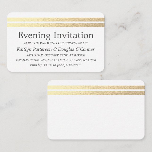 Chic Gold Foil Streifen Abend Event Ticket Einladu (Vorne/Hinten)