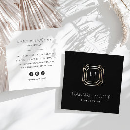 Chic Gold Gemstone Monogram Jewelier Logo Quadratische Visitenkarte