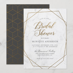 Chic Gold Geometric Art Déco Brautparty Einladung