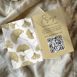 Chic Gold Ginkgo Leaf Wedding RSVP Card