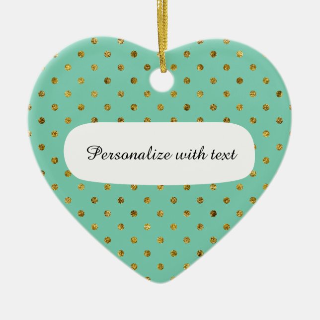 Chic Gold Glam and Mint Dots Keramik Ornament (Vorne)