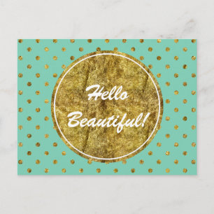 Chic Gold Glam and Mint Dots Postkarte