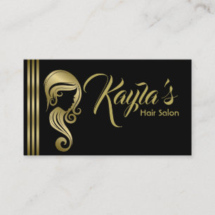 Chic Gold Glam Beauty Girl Haar- und Make-up-Salon Visitenkarte