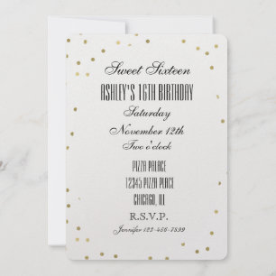 Chic Gold Glam Confetti Dots Sweet 16 Einladung