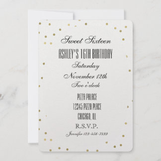 Chic Gold Glam Confetti Dots Sweet 16 Einladung