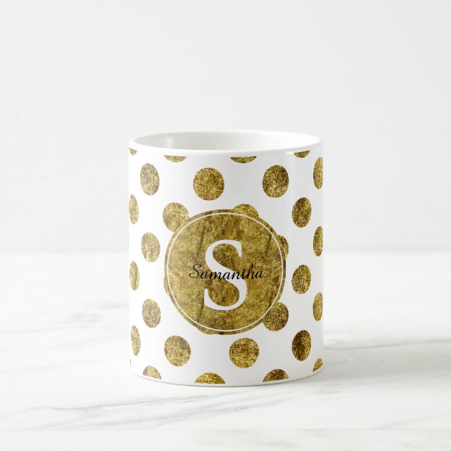 Chic Gold Glam Dots Monogram Kaffeetasse (Mittel)