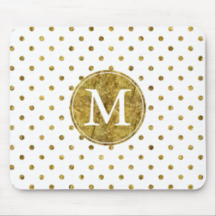 Chic Gold Glam Dots Monogramm Mousepad