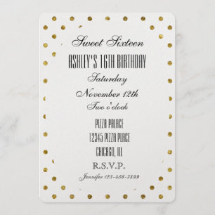 Chic Gold Glam Dots Sweet 16 Einladung