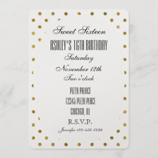 Chic Gold Glam Dots Sweet 16 Einladung