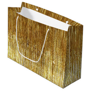 Chic Gold Glam Tinsel Streifen Weihnachten Große Geschenktüte