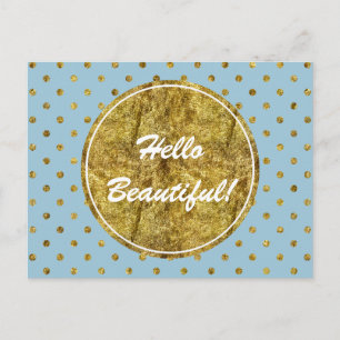 Chic Gold Glam und Blue Dots Postkarte