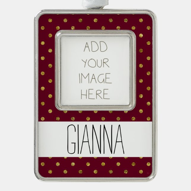 Chic Gold Glam und rosa Punkte Rahmen-Ornament Silber (Vorderseite)