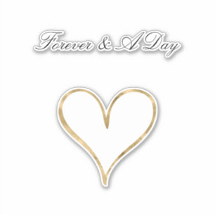 Chic Gold Glam White Forever Heart Wedding Aufkleber