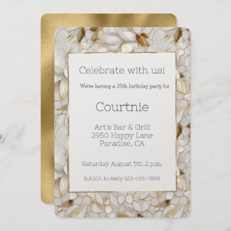 Chic Gold Glam White Lotus Blume Einladung