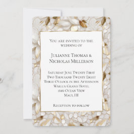 Chic Gold Glam White Lotus Blume Hochzeit Einladung