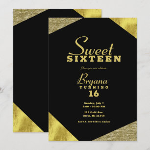 Chic Gold Glamour Geometrisch Modern Sweet 16 Part Einladung