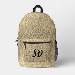 Chic Gold Glitter Monogramm Bedruckter Rucksack