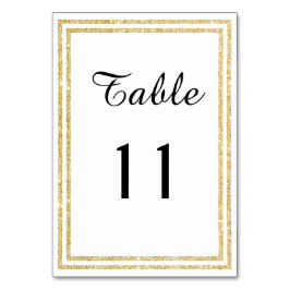 Chic Gold Glittered Trim - Table Card Tischnummer