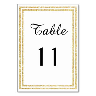 Chic Gold Glittered Trim - Table Card Tischnummer