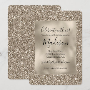 Chic Gold Glitz Stylish Glam Glitzer Einladung