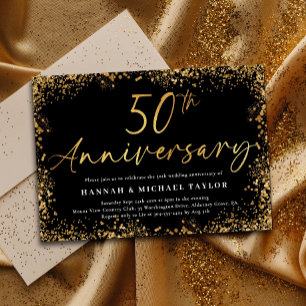 Chic Gold Glitzer 50. Hochzeitstag Einladung