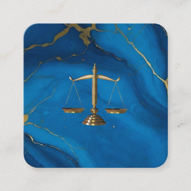Chic Gold Glitzer Blue Marmor Anwalt Quadratische Visitenkarte (Vorderseite)