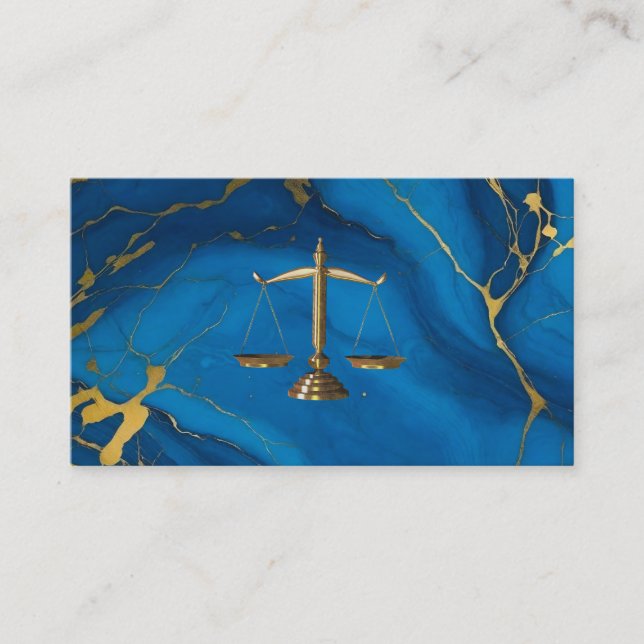 Chic gold Glitzer Blue Marmor Anwaltskarte Visitenkarte (Vorderseite)
