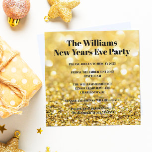 Chic Gold Glitzer Glam 2025 Silvester Party Einladung