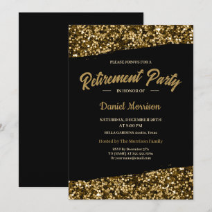 Chic Gold Glitzer Glitzern Rente Party 2024 Einladung