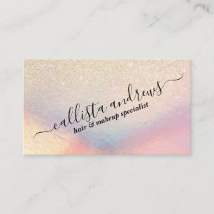 Chic Gold Glitzer Iridescent Holographic Gradient Visitenkarte