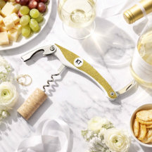 Chic Gold Glitzer-Korkenzieher mit Monogram