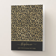 Chic Gold Glitzer Leopard Animal Print Monogram