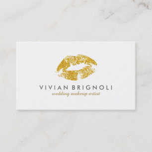 Chic Gold Glitzer Lips Wedding Makeup Artis Visitenkarte