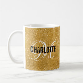 Chic gold Glitzer Monogramm Name Kaffee Tasse