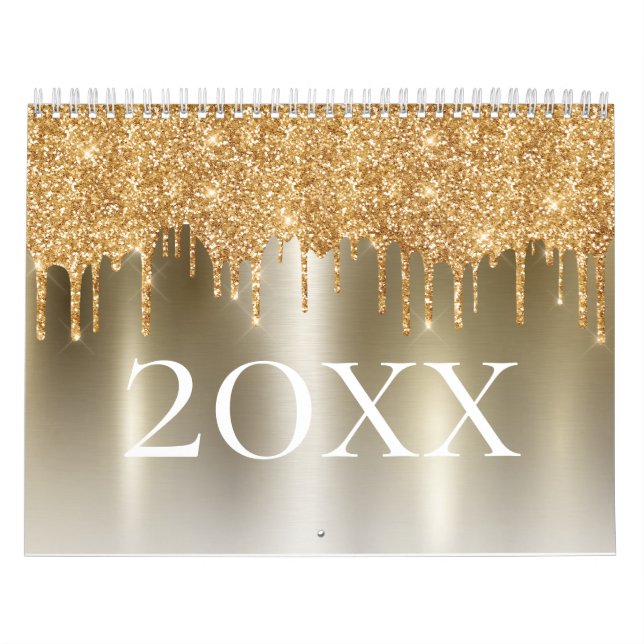 Chic Gold Glitzer Ombre Blush Pink Monogram Kalender (Titelbild)